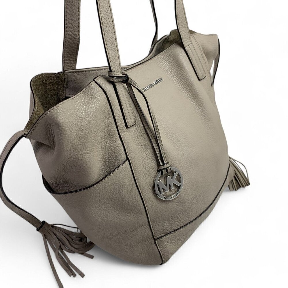 Michael Kors Ashbury Tote Shoulder Bag XL Removable Inner Pouch Beige Leather - Picture 11 of 16